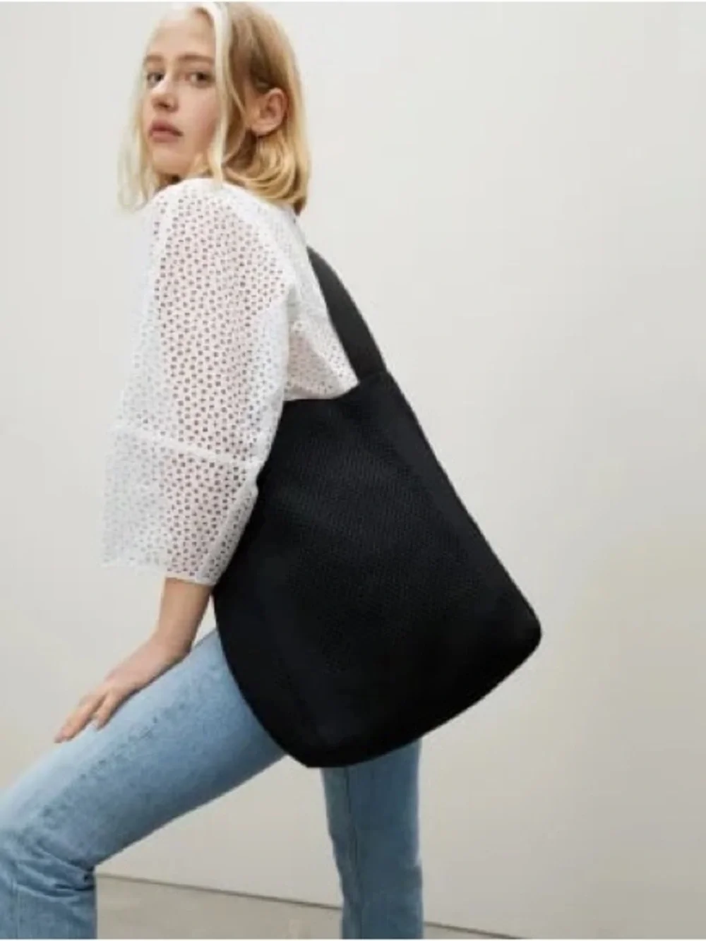 EVERLANE The Do-it-all Tote Black Mesh Shoulder Messenger Bag Tote - Picture 4 of 14